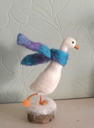 Needle felted goose skating - needle,