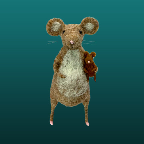 Needle felted mouse - needle, holding