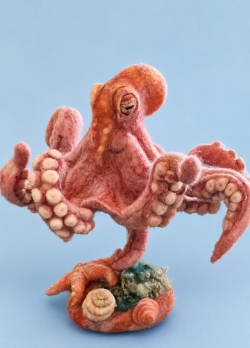 Needle felted octopus with - needle,