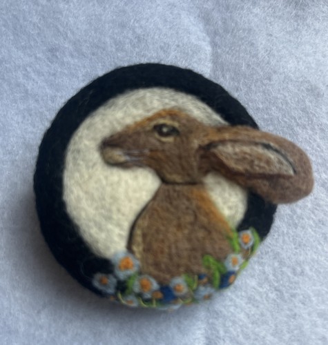 Handmade needle felted moon - needle,