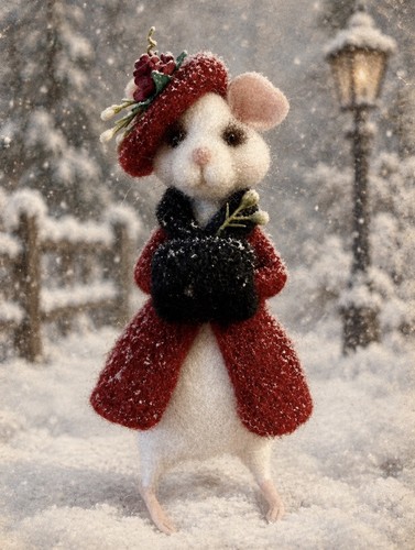 Handmade needle felted winter - needle,