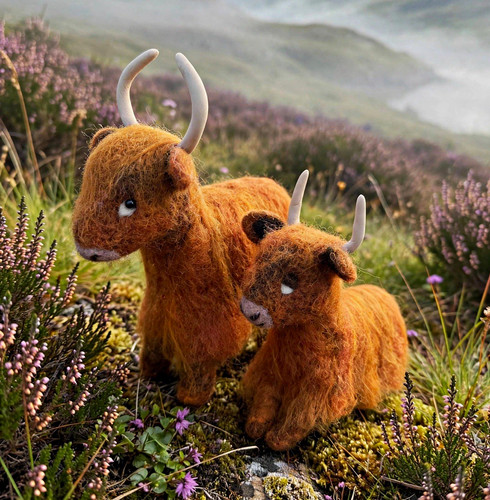 Needle felted highland cow - needle,