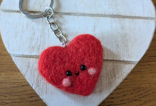Needle felted heart - heart, keyring