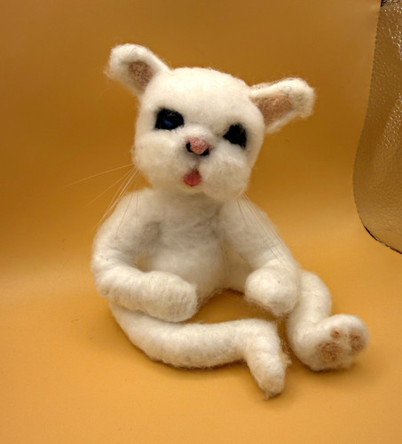 Handmade needle felted white - needle,